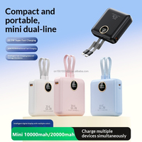 Mini Power Bank 20000mAh avec 2 câbles de charge intégrés, charge rapide PD22.5W, écran LED, chargeur portable durable pour les voyages