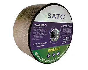 SATC 4 Inch Green Grinding Stone With 5/8-11 Thread 1 Pack 4X2X5/8-11 120 Grit