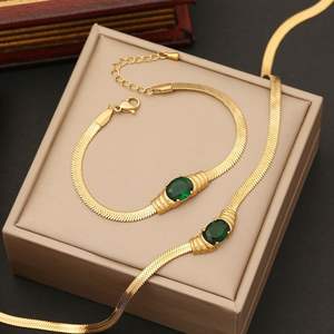 2025 נשים תכשיטים באיכות גבוהה סט 18 קארט מצופה זהב אופנה גיאומטריות מברזל נירוסטה סט תכשיטים סט סיטוני - Product Image 5