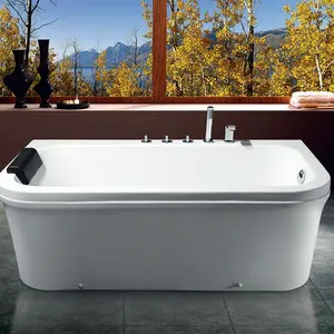 时尚室内浴缸用于酒店公寓浴缸白色立方丙烯酸浸泡独立式浴缸