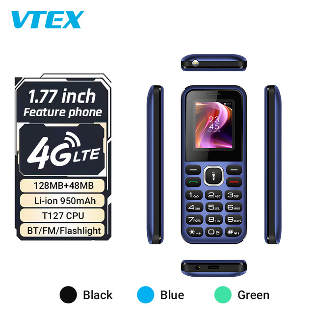 4G Phone 1.77 Inch Screen Backup Phone for Outdoor Emergency and Daily Use Bt FM Radio Flashlight 950mAh Battery Cell Phone