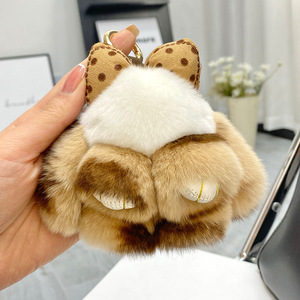 Mini 10cm Rex Thỏ lông thú nhồi bông Keychain dễ thương <span class=keywords><strong>Bunny</strong></span> thỏ Keychain Kawaii Bow <span class=keywords><strong>Ribbon</strong></span> sang trọng Móc khóa đồ chơi cho phụ nữ túi quyến rũ - Product Image 6