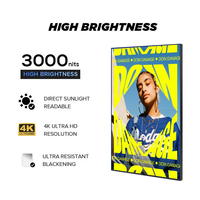 Écran LCD de 32, 43, 50, 55, 65 pouces à haute luminosité (3000 nits) pour affichage publicitaire en vitrine, signalisation numérique animée, Android, suspendu