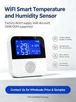 Capteur de température et d'humidité WiFi Tuya, thermomètre numérique intelligent sans fil pour intérieur, hygromètre avec contrôle à distance via application