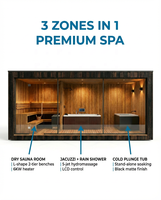 Sauna extérieur de luxe en cèdre rouge massif certifié CE 3-en-1 avec chauffage infrarouge traditionnel et installation facile