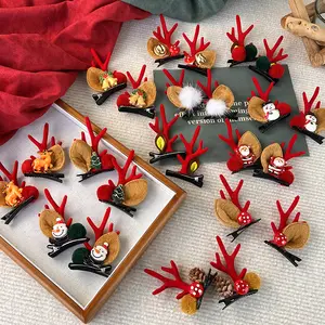 New Christmas Gift Hairpin Hair Accessories Children's Clip Girls Christmas Decorations Cartoon Moose Hairpin Clip Hair Accessor