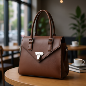 Bolso de Mano Fana Francis de Cuero Vacuno Color Chocolate con Cierre de Solapa, Dos Correas, Gran Capacidad, para Uso Diario de Mujer - Product Image 2