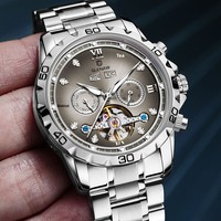 Montre analogique mécanique entièrement automatique pour homme Glen New, acier inoxydable lumineux, cadran 44 mm, fermoir caché, modèle 8993, exclusive