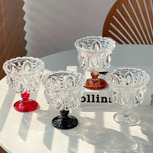 Ensemble de 5 verres à vin vintage de style français, embossés, taille standard, pour vin rouge et vin doux, verrerie pour occasions de mariage - Product Image 3