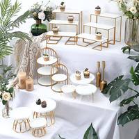 Ensemble de 14 pièces, décoration de mariage de luxe, buffet, présentoir de desserts, stand de restauration, stand à gâteaux en métal pour le goûter