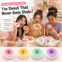 Jouet à presser en forme de donut, doux, à remontée lente, anti-stress, avec dégradé arc-en-ciel et paillettes, pour filles et garçons