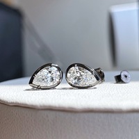 Boucles d'oreilles en diamant de laboratoire 2 carats taille poire certifiées IGI couleur D plaqué or 14k 18k vintage pour femme cadeau de mariage