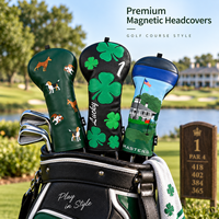 Ensemble de housses de golf personnalisées avec logo de Noël, en cuir PU imperméable, pour driver, fairway wood et hybride, cadeau de golf personnalisé