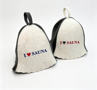 Chapeau de sauna en feutre de laine brodé avec la phrase « I Love Sauna », design bicolore, structure intérieure, accessoire pour fête de sauna