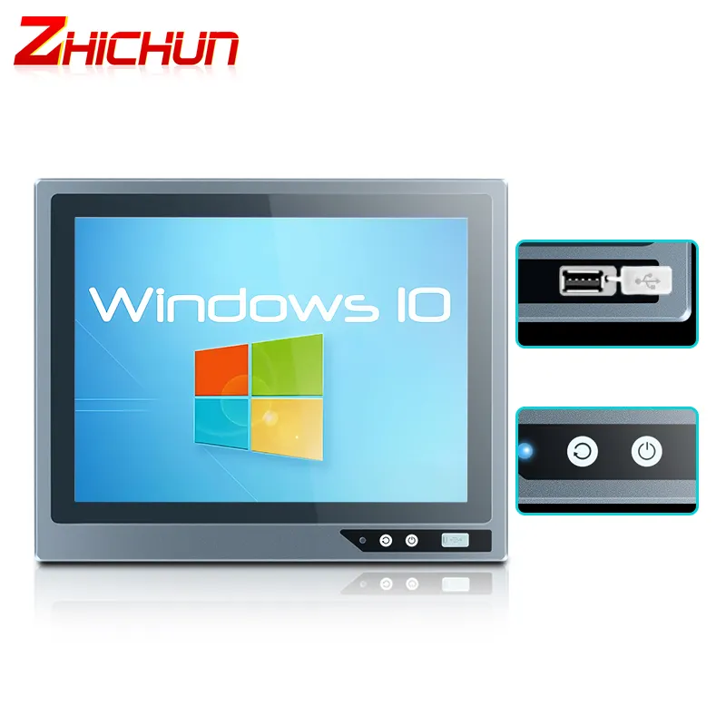 15 15.6 17 inch cảm ứng PC điện trở màn hình Màn hình IPC máy tính công nghiệp SSD 128G 256G tất cả trong một bảng điều khiển PC với phía trước USB