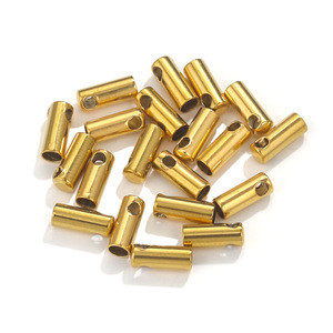Cord End Cap Loop | 18K PVD Gold Plated <b>Leather</b> Cord Crimp Barrel Connector DIY <b>Bracelet</b> Necklace Jewelry Making - Product Image 2
