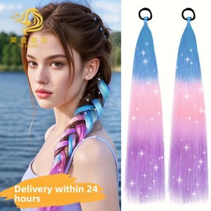 วิกผมผู้หญิงแบบใหม่ <span class=keywords><strong>ทรง</strong></span>หางม้า<span class=keywords><strong>ยาว</strong></span>เส้นเดียว ประดับด้วยเส้นลวดสีทองเลเซอร์ สำหรับสาวเซ็กซี่ วิกผมสังเคราะห์ DIY ถักเปียหลากสีด้วยเครื่องจักร - Product Image 4