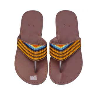 รองเท้าแตะหนังแท้ทำมือ NAWOU สไตล์แอฟริกันแบบยูกันดา ลายทาง - Product Image 4
