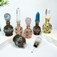 Bouteilles de parfum en cristal naturel fantaisie en gros, flacons d'huile essentielle vides avec bouchon boule et pointe en cristal pour cadeaux en cristal