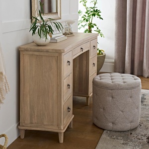 Table de toilette de style moderne personnalisée, bois massif naturel, placage, effet laqué, 7 tiroirs, console large, coiffeuse - Product Image 5