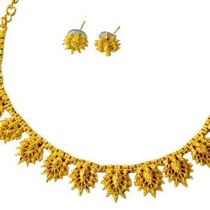 Ensemble collier et boucles d'oreilles vintage en alliage d'inspiration indienne, plaqué or 14 carats, fait main pour femmes, bijoux de mode africaine - Product Image 1