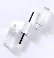 Tube de brillant à lèvres carré à double extrémité AS plastique PETG CASE emballage de maquillage Logo personnalisé Labial Luxurious Lipgloss Lipstick Tube