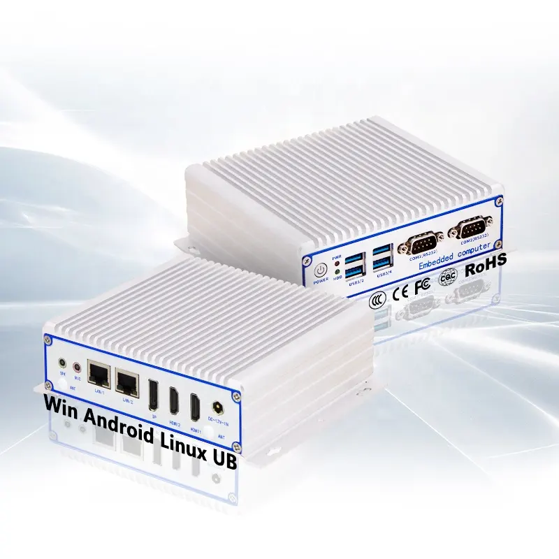 Ipctech OEM/ODM Mini Pc N100 J4105/J4125 Core i3 CPU Box Pcs産業用組み込みファンレスコンピューター (VGA/HDM/LAN/USB/COMポート付き)
