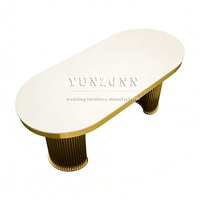 Tables de réception de mariage en acier inoxydable à vendre, plateau en MDF, table VIP de mariage, table de mariage de luxe dorée pour meubles d'événements