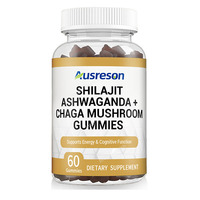 Gummies de Shilajit Pur 3000mg en Gros OEM 3-en-1 : Complément Énergétique et pour la Santé Cérébrale avec Champignons Chaga et Ashwagandha