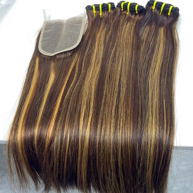 4/30 #2/4 #4/27 #4/99j Brasilia nische Ombre-Haar bündel Echthaar-Bündel mit Verschluss Highlight Color Remy Hair Weave Bundles