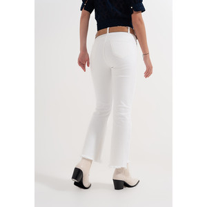 Pantaloni dritti bianchi con caviglie larghe - Product Image 3