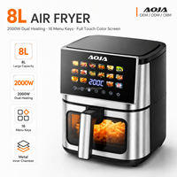 Friteuse à air OEM 2026 de grande capacité 8L, 2000W, système de chauffage quadruple, 16 programmes prédéfinis, fenêtre visible, corps en acier inoxydable, appareil de cuisine numérique