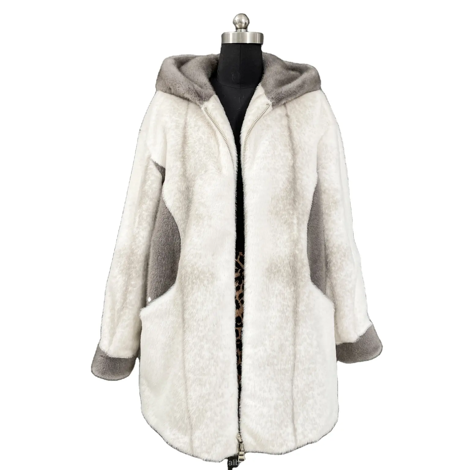 2023 new arrivals long hood faux mink fur coat fox jacket for ladies women