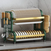 Organisateur de vaisselle multifonctionnel et durable en acier au carbone à double couche avec boîte à baguettes pour cuisine