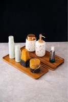 Plateau de service rectangulaire en bois d'acacia naturel, style américain, durable, écologique, non toxique, gravé, fabriqué directement par COSEN