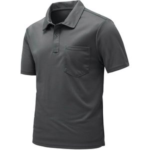 เสื้อโปโลผู้ชายแขนสั้นแห้งเร็วสไตล์กอล์ฟสปอร์ตพร้อมกระเป๋าใส่ของสำหรับกิจกรรมกลางแจ้ง - Product Image 1