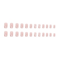 Faux ongles mi-longs pré-dessinés, style européen minimaliste, scintillants, style français, motifs cœurs mignons, simples et artificiels