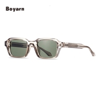 Boyarn Trendy TR90 + CP Rectangle Shades Custom Square Luxury High Quality Thick Retro Small Frame Square Lunettes de soleil pour hommes