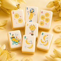 Tuiles de Mahjong Personnalisées avec Logo Imprimé Motif Fruits, Ensemble de Mahjong en Acrylique et Mélamine, Fabricant de Jeux de Société en Gros