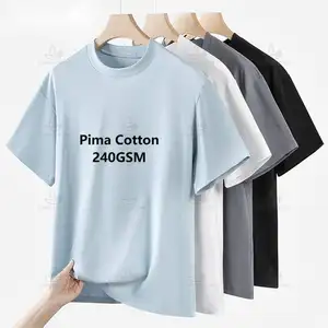 Custom Groothandel Pima Katoenen T Shirts Effen Oversized V O Hals 100% Pima T-Shirt Premium Heren Pima Katoen Blanco Tshirt