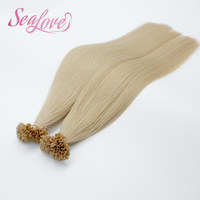 Extensions de cheveux humains Remy de qualité supérieure, double trame, kératine, pointe en U, lisses, en vrac
