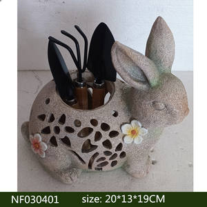Estatua <span class=keywords><strong>de</strong></span> conejo <span class=keywords><strong>de</strong></span> resina, escultura con forma <span class=keywords><strong>de</strong></span> Animal con paleta para macetas, juego <span class=keywords><strong>de</strong></span> herramientas <span class=keywords><strong>de</strong></span> jardín para adornos <span class=keywords><strong>de</strong></span> jardín y macetas y jardineras - Product Image 4