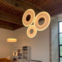 Nodric Design Luxe Led Suspension Villa Loft Escalier Salon Tissu Anneau Lustre