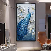 モダンなポーチホテル装飾雰囲気クリスタル磁器アルミクリスタル磁器孔雀絵画ガラス絵画壁アート