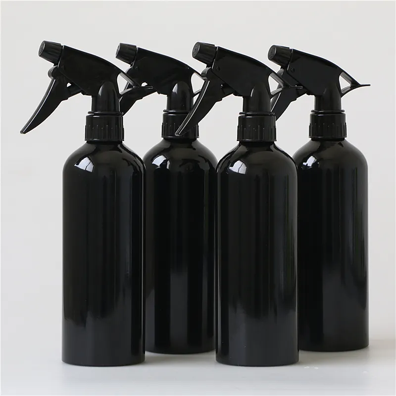 Bouteille en aluminium de pulvérisation noire brillante de déodorant de 500ml avec Logo de taille personnalisée