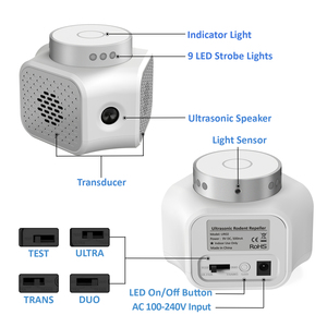 เครื่องไล่สัตว์ในร่มแบบอัลตราโซนิก ไฟ LED กระพริบ 9 ดวง เปิดอัตโนมัติในเวลากลางคืน 4 โหมด ปลอดภัย เสียบปลั๊กใช้งานได้ทันที ไม่มีสารเคมี - Product Image 5
