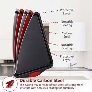 Juego <span class=keywords><strong>de</strong></span> 9 piezas <span class=keywords><strong>de</strong></span> moldes para hornear <span class=keywords><strong>de</strong></span> aluminio y acero al carbono antiadherentes con rejilla <span class=keywords><strong>de</strong></span> enfriamiento y asas <span class=keywords><strong>de</strong></span> silicona, aptos para horno, para compradores comerciales <span class=keywords><strong>de</strong></span> alimentos - Product Image 3