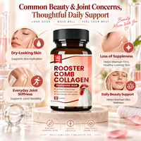 Collagène de Comb au Poulet OEM Premium avec Acide Hyaluronique et Vitamines en Capsules, 60 Comprimés pour l'Hydratation de la Peau et le Soutien Articulaire