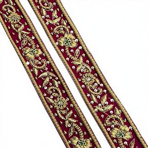 ลูกไม้กีปัวร์แบบเป็นมิตรต่อสิ่งแวดล้อม ประดับเลื่อม ขอบสีทอง ปักลาย ปรับแต่งสีได้ สไตล์ธุรกิจ ขายส่ง - Product Image 1