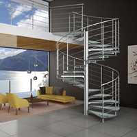 Escalier incurvé moderne en acier inoxydable / Escaliers circulaires résidentiels en bois massif / verre / acier Escalier PRIMA en métal pour extérieur
